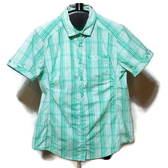 Mountain Hardwear Tops - Mountain Hardwear Button Down Teal Hiking Shirt